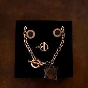 Rose Gold Jewelry Set Charm Necklace size 7